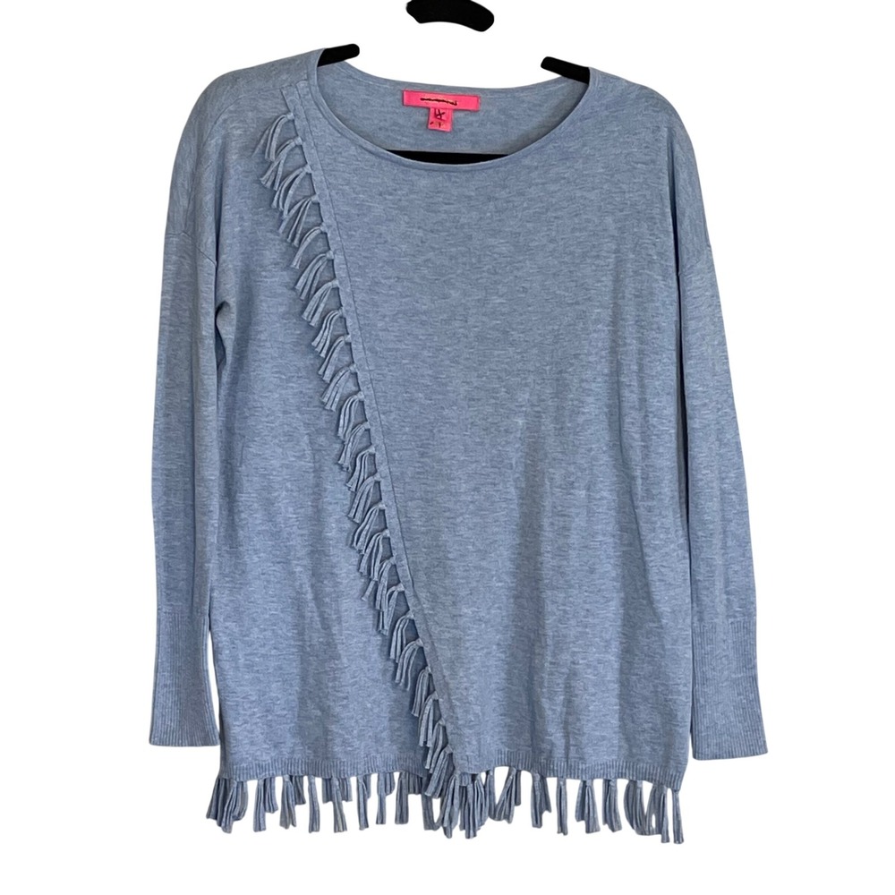 Lilly Pulitzer Women Blue Fringe Coolmax Knit Sweater 004853 XXS